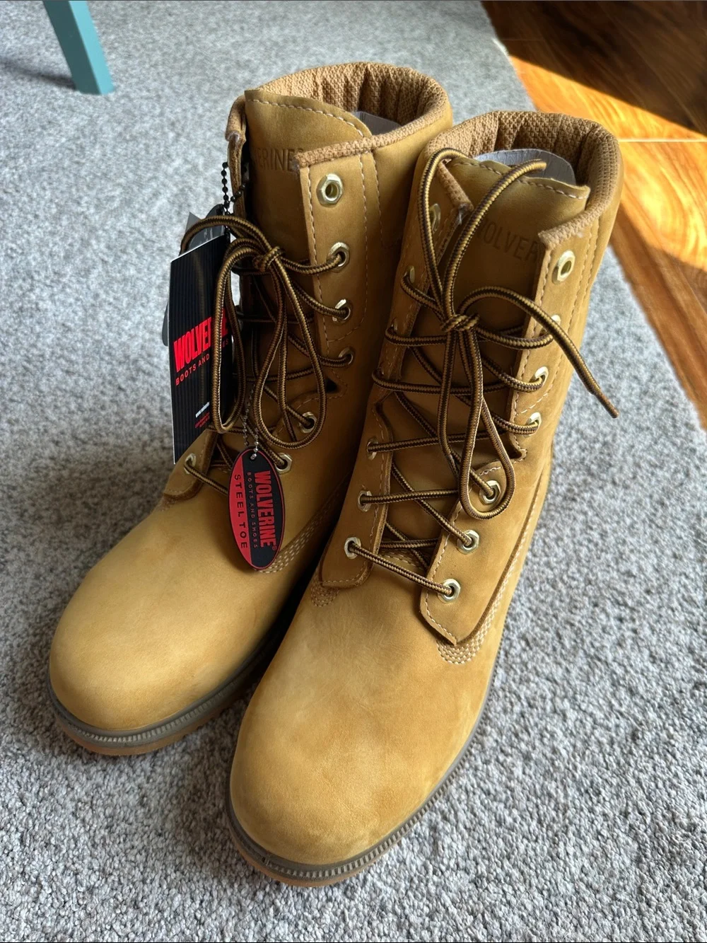 Wolverine Wheat-Tone Lace-Up Steel Toe Work Boots